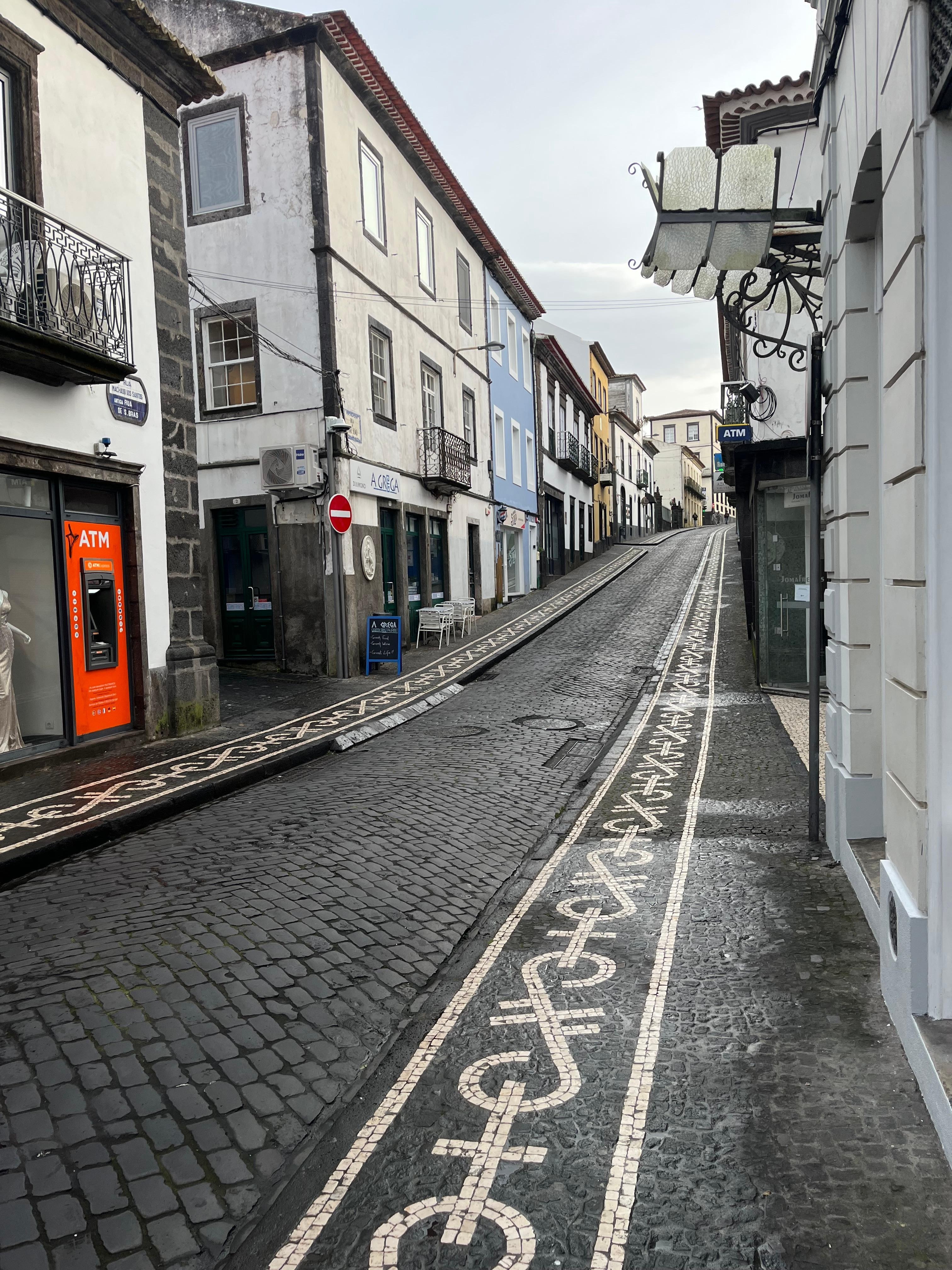 Street at cafe entrance.  