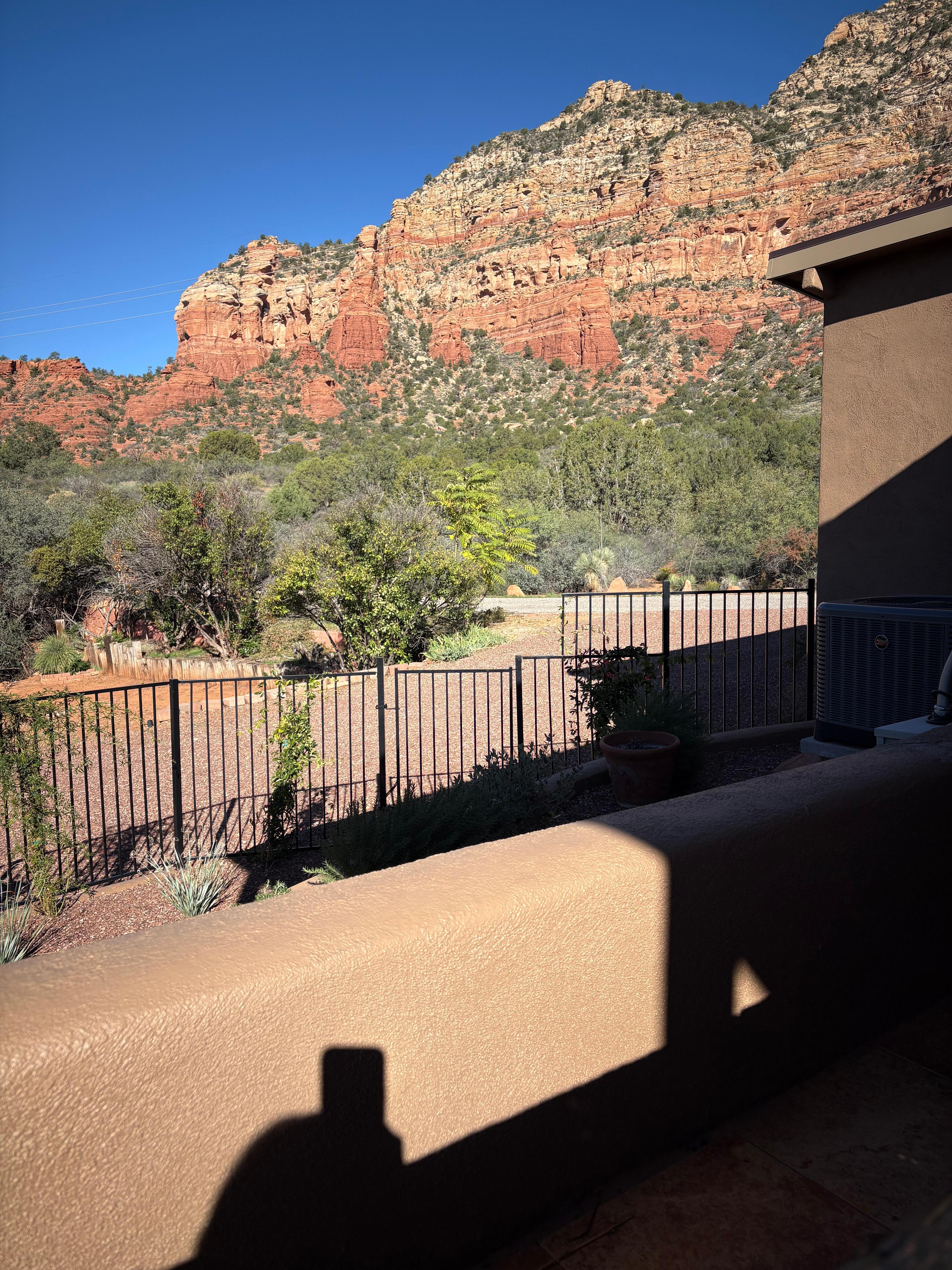 View from right outside the bedroom door near the pool