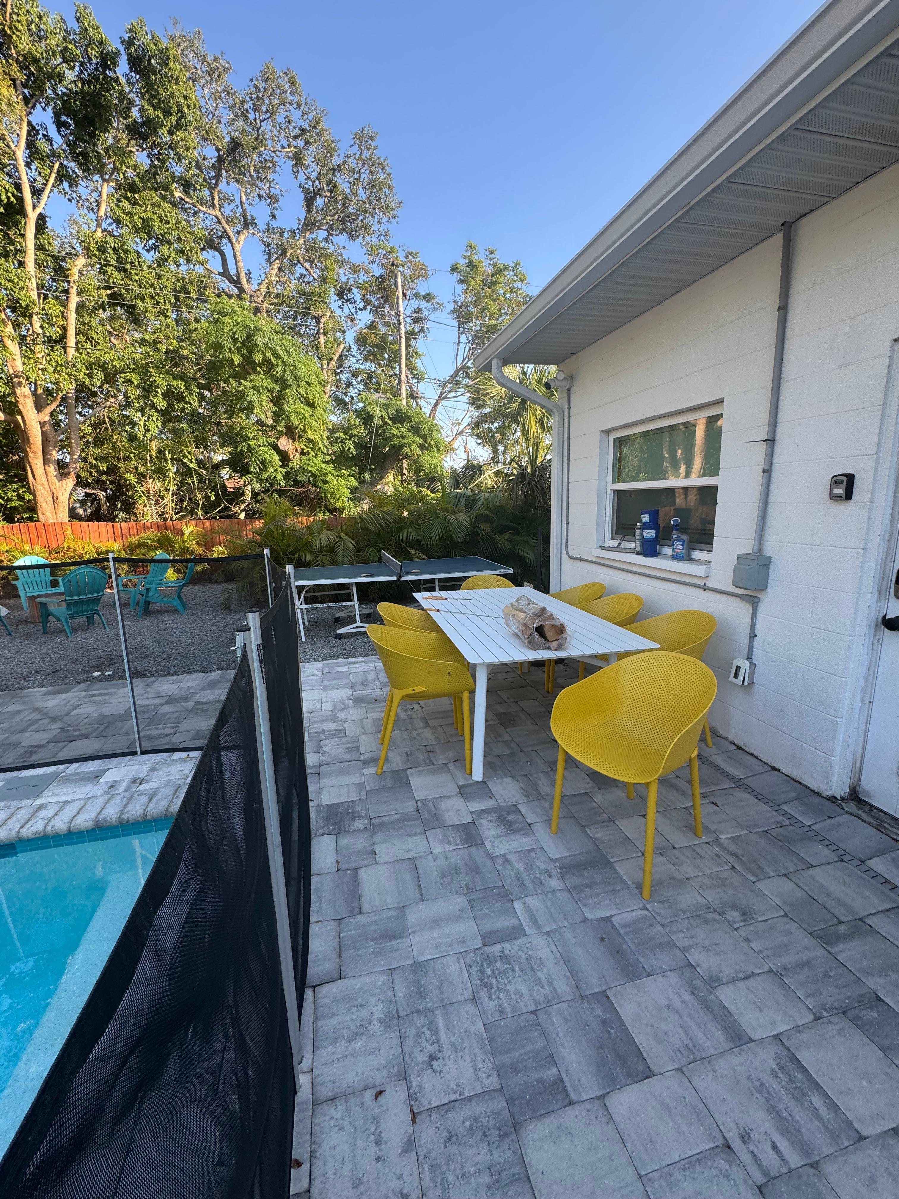 Outdoor table great for watermelon and cantaloupe by the pool.  