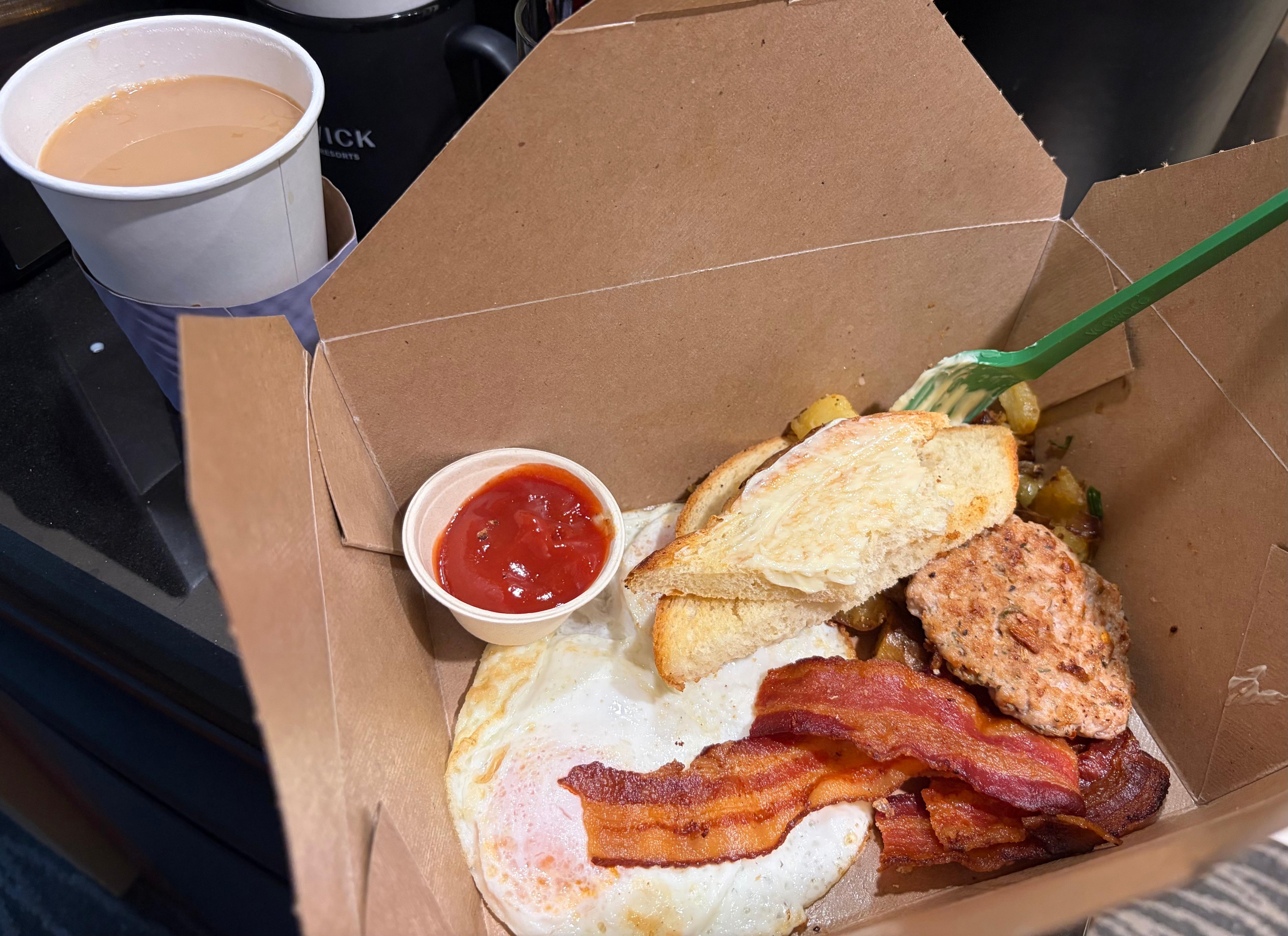 American breakfast from onsite restaurant 