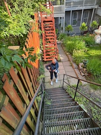 back door entrance down and up--  try it with luggage!