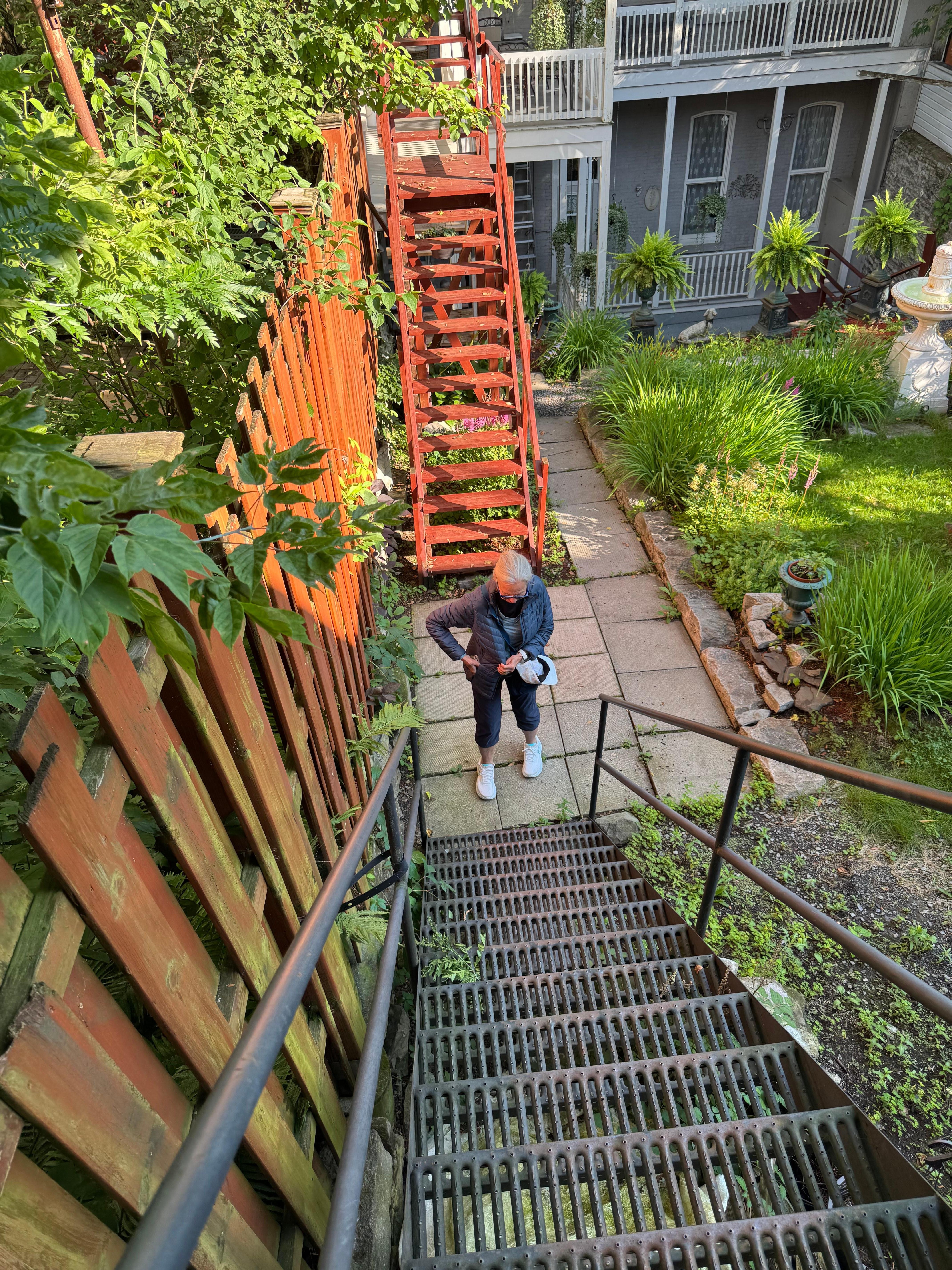 back door entrance down and up-- try it with luggage!