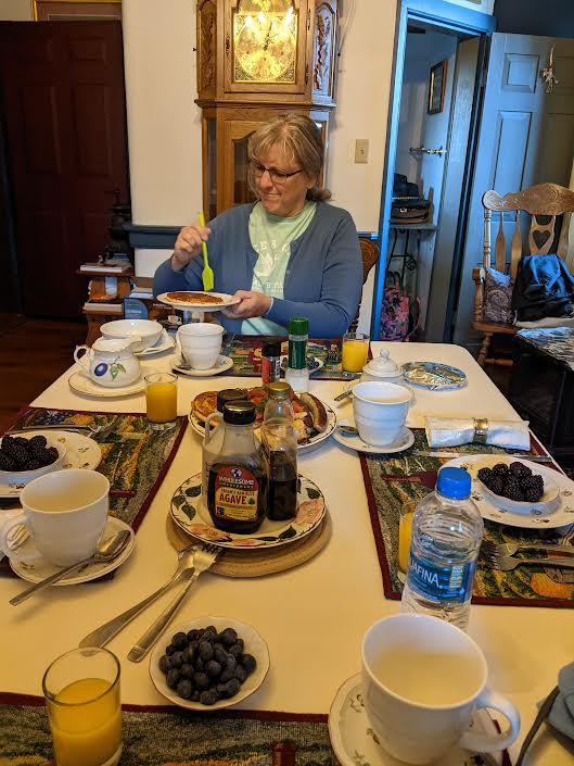 Our breakfast table including fresh fruit!