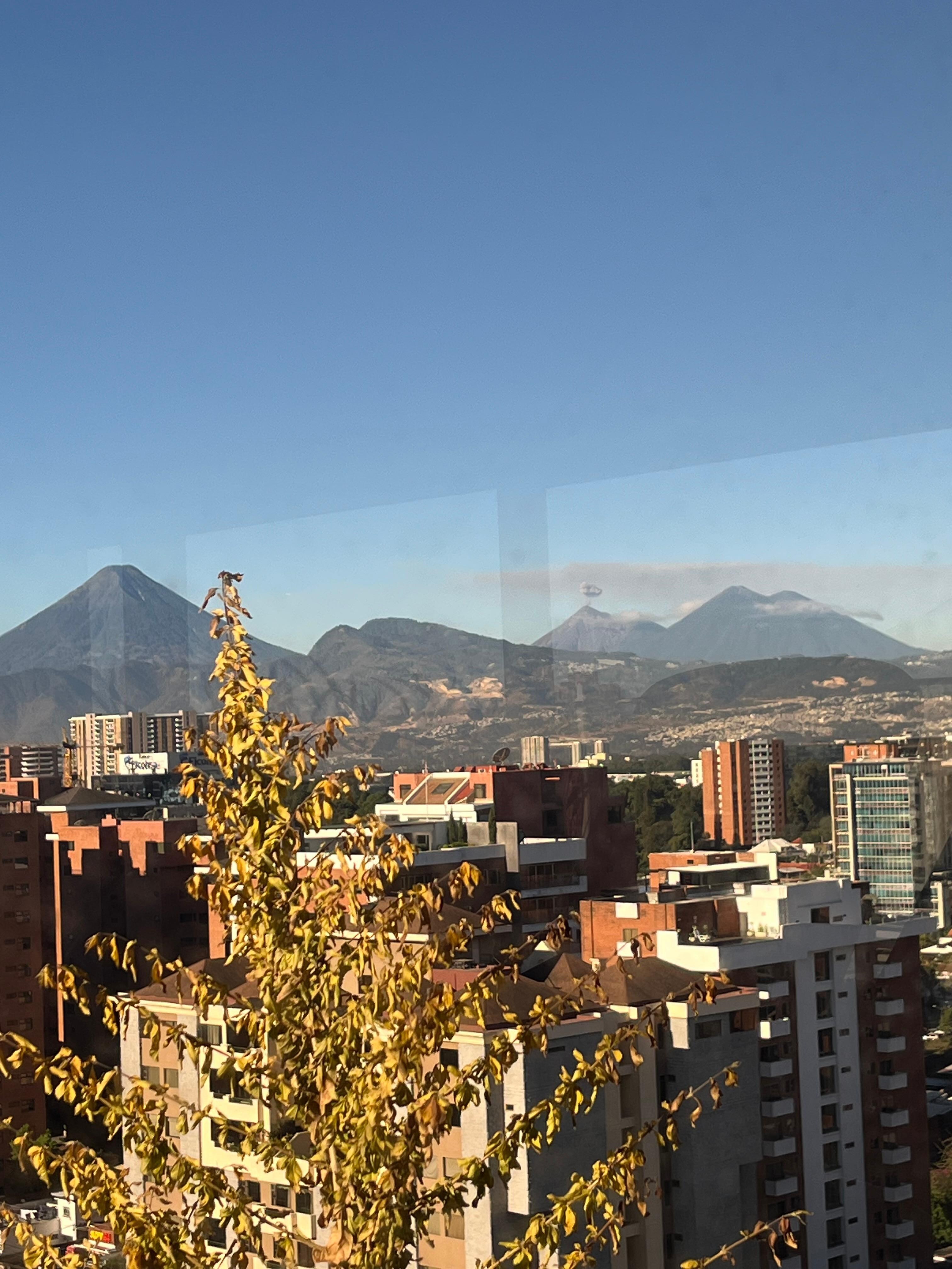 Yes, that volcano is erupting in the background.