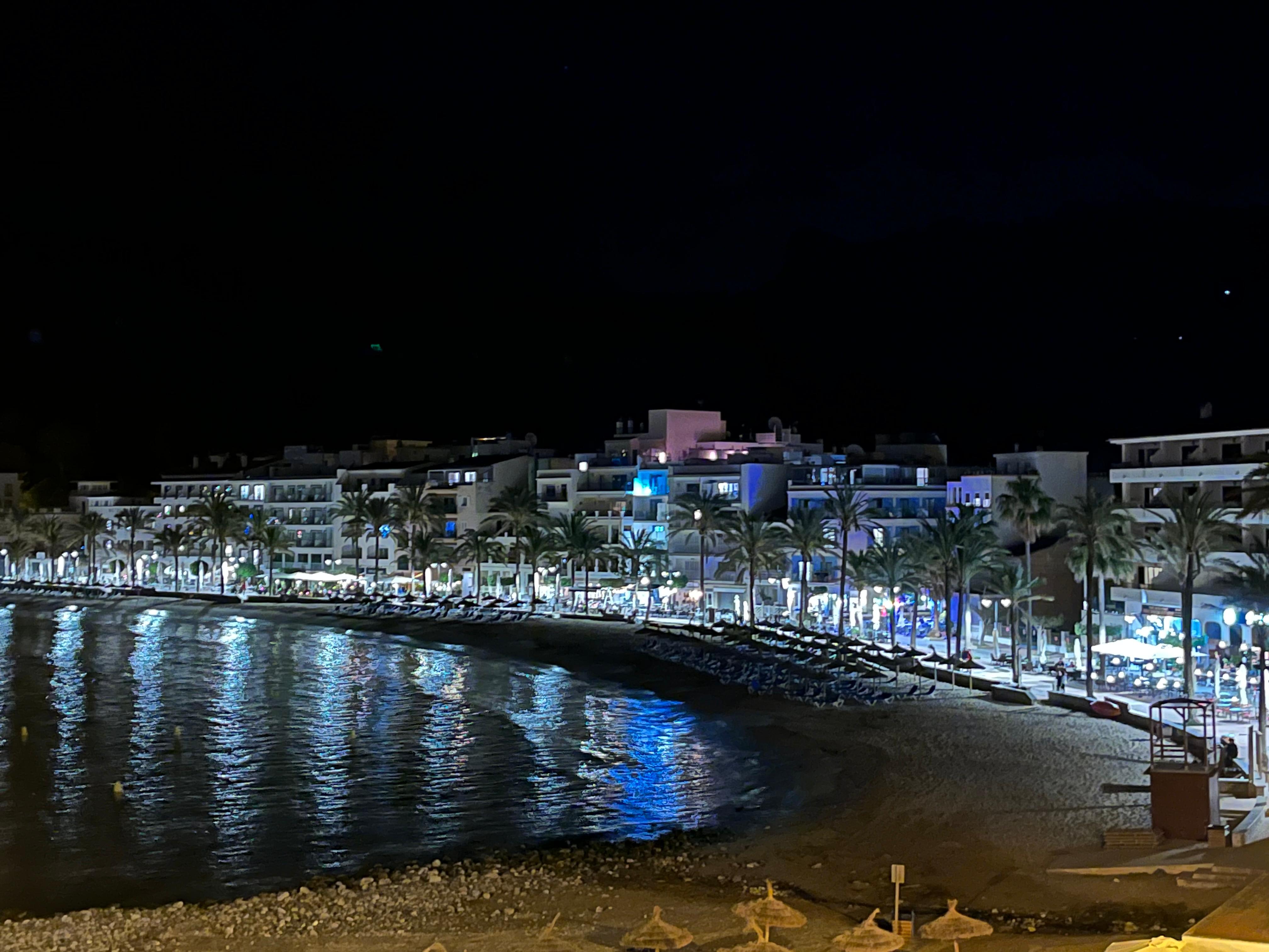 Night time view from hotel terrace