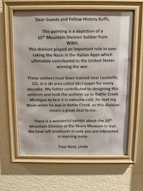 This was a very interesting detail and we took a trip to Vail to check out the ski museum and memorial.