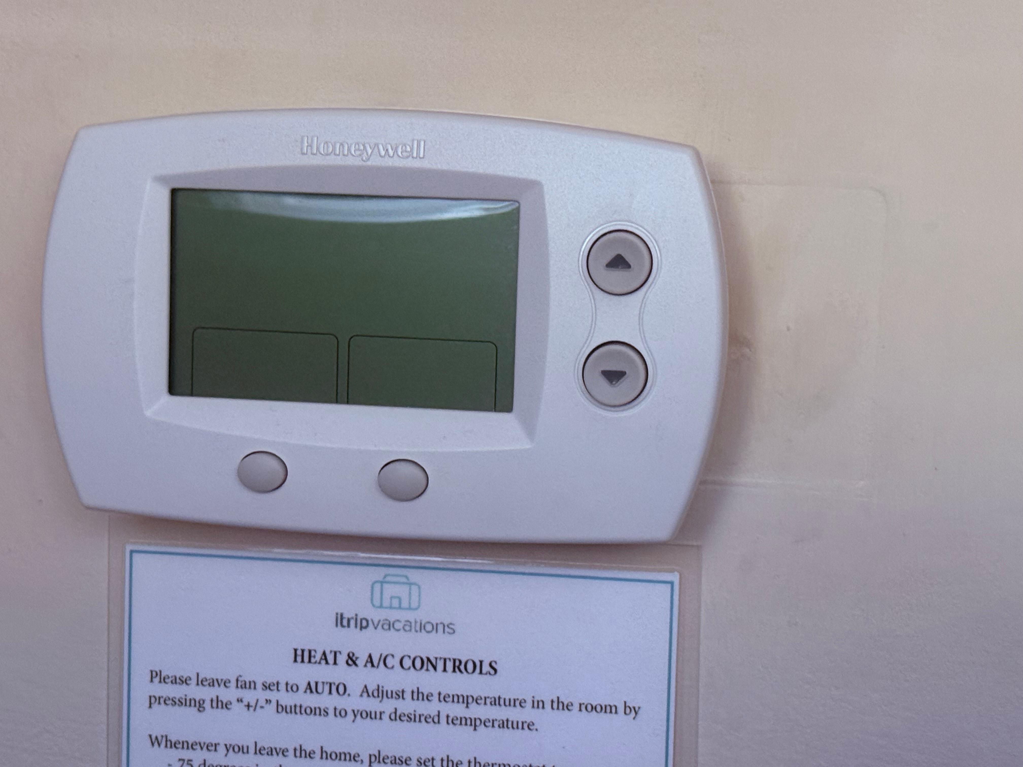 Thermostat screen that is totally blank.  Nothing worked.  