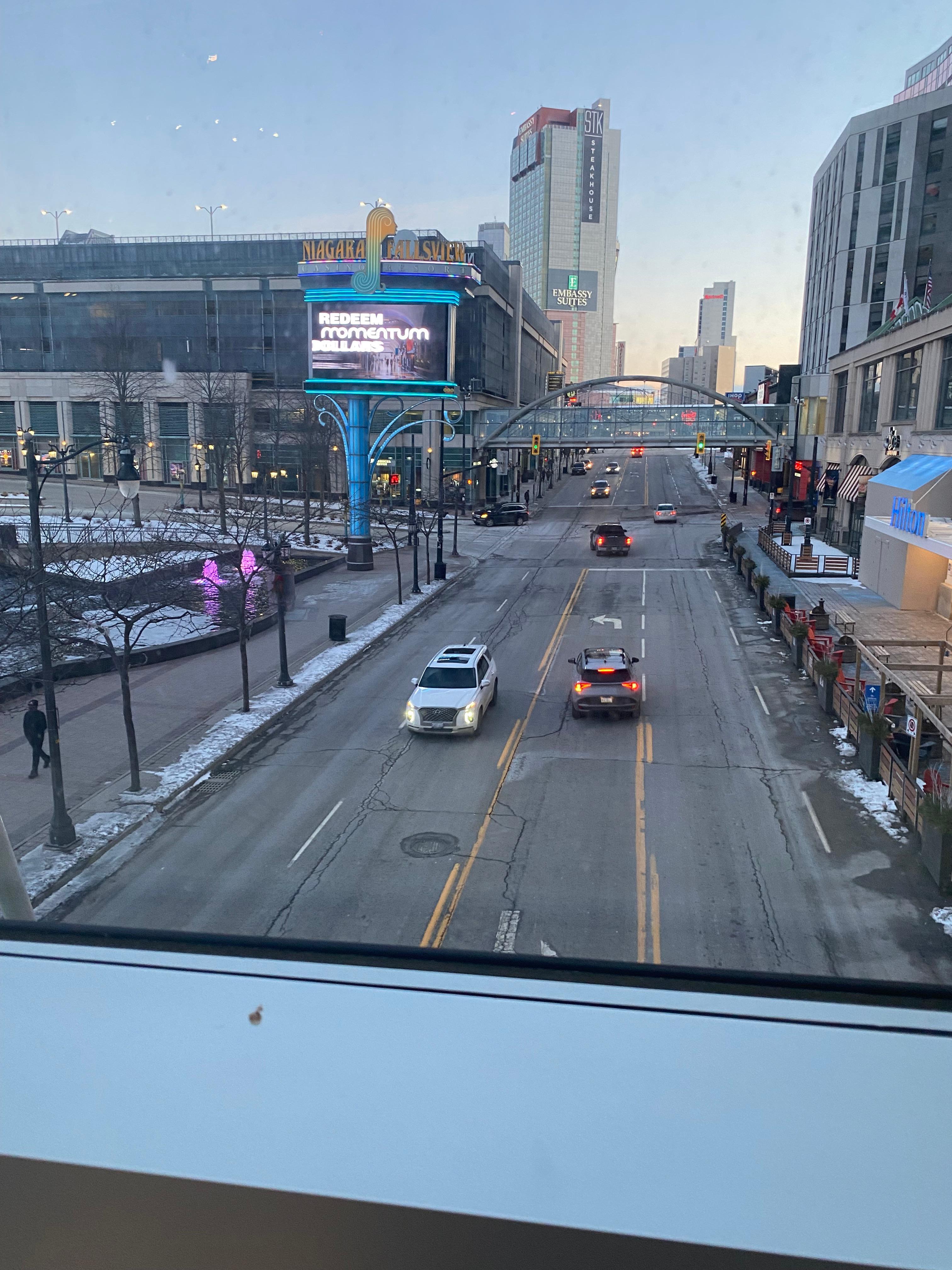 View from the indoor walkway to the casino.