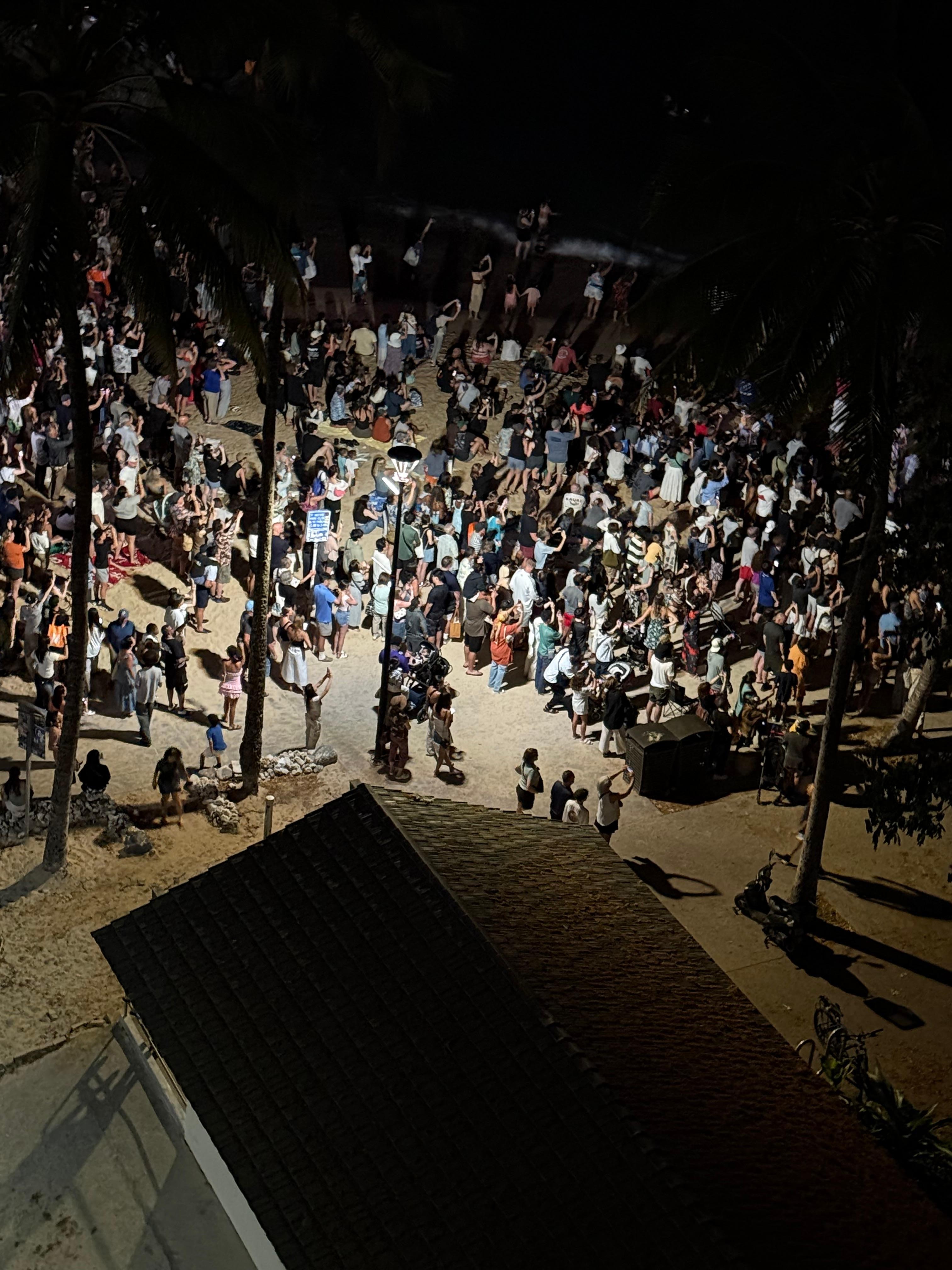 Crowd gathering for fireworks 