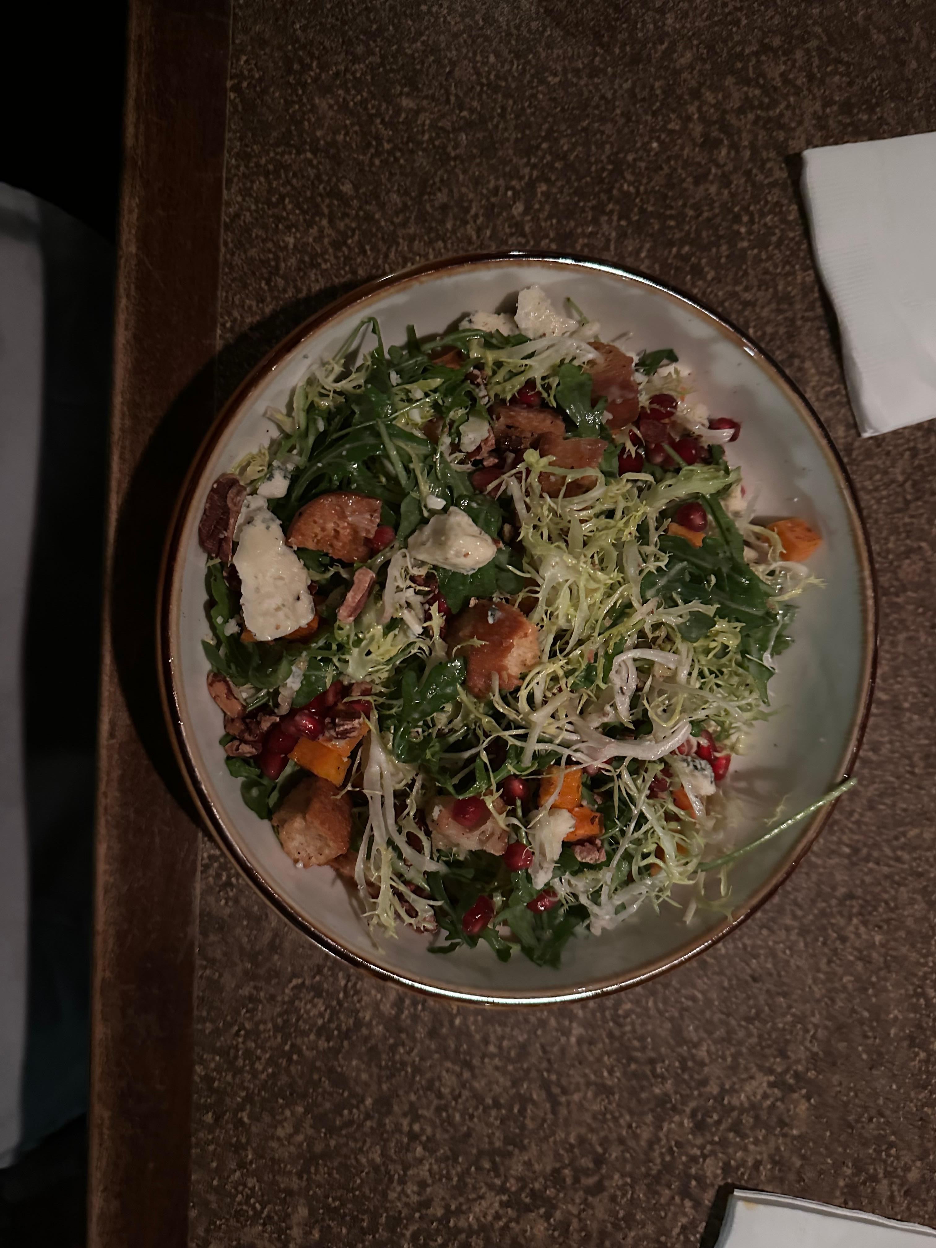 Salad bowl at dinner