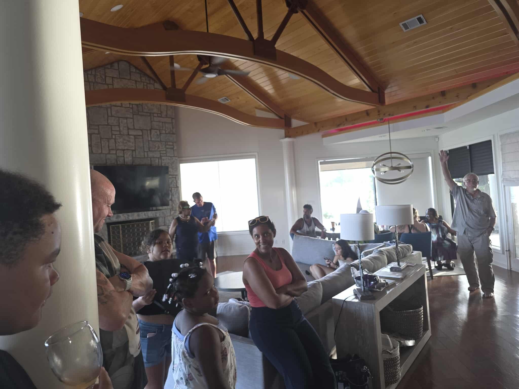 Family gathering after fishing