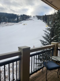 View from balcony of the ski slope