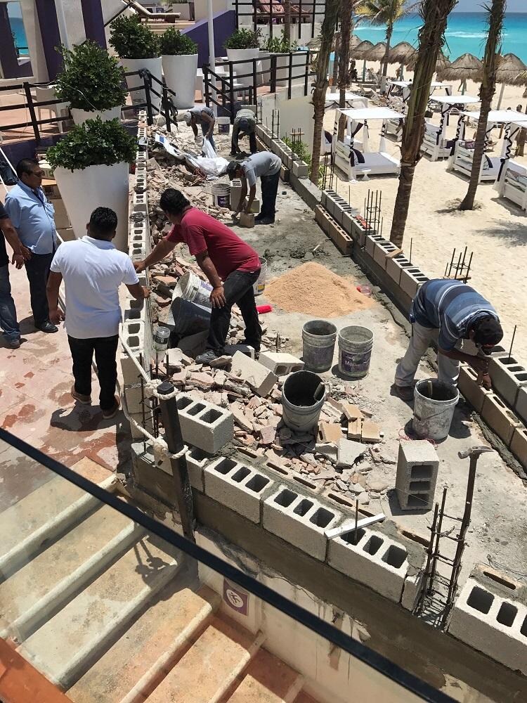 Construction outside of our private room