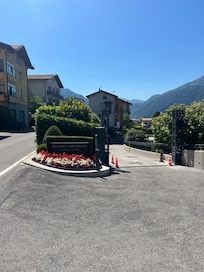 Entrance to parking lot.