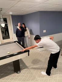 Pool table in basement