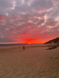 Sunset on the beach is spectacular.