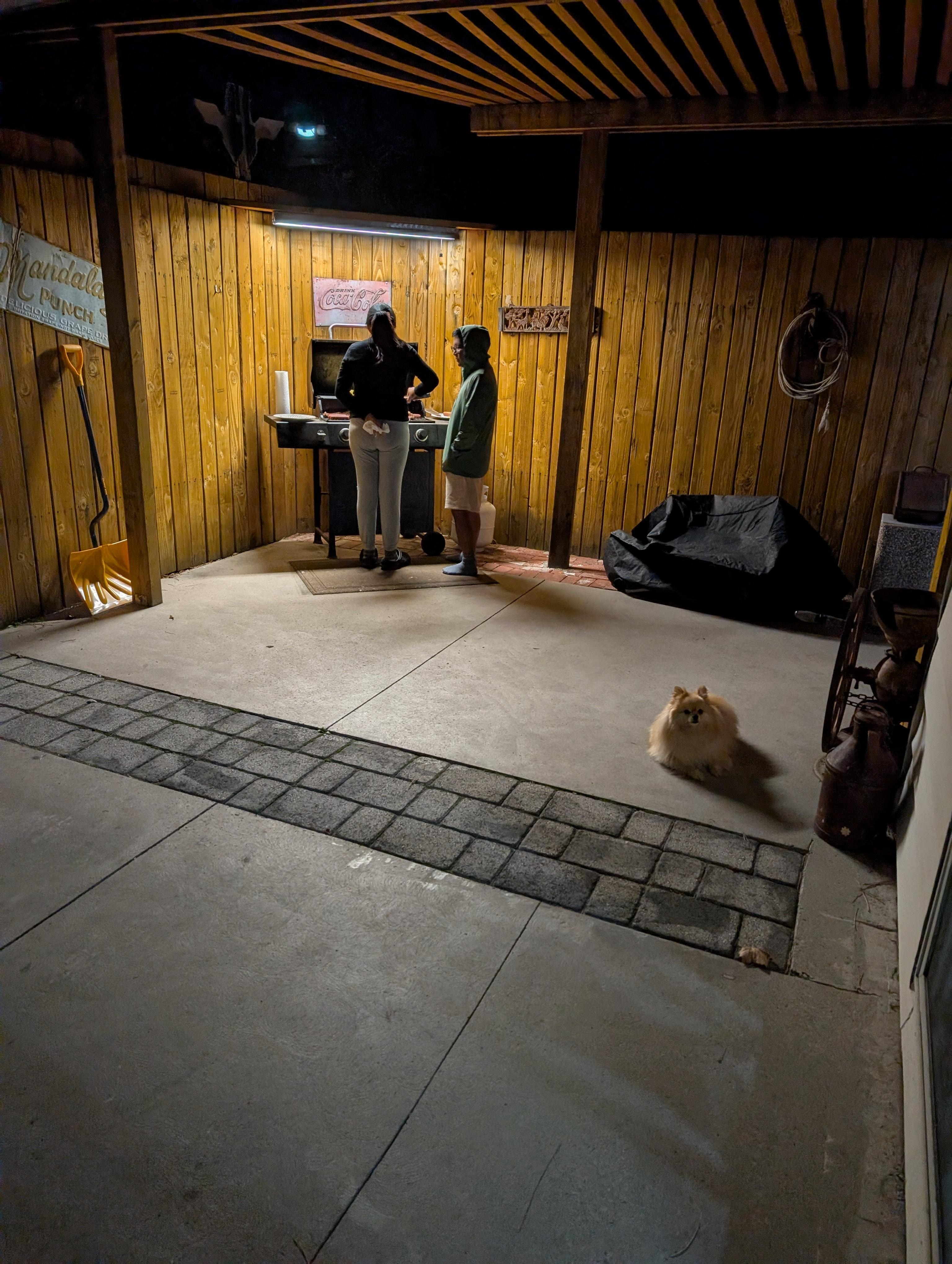 BBQ in the back patio area. 