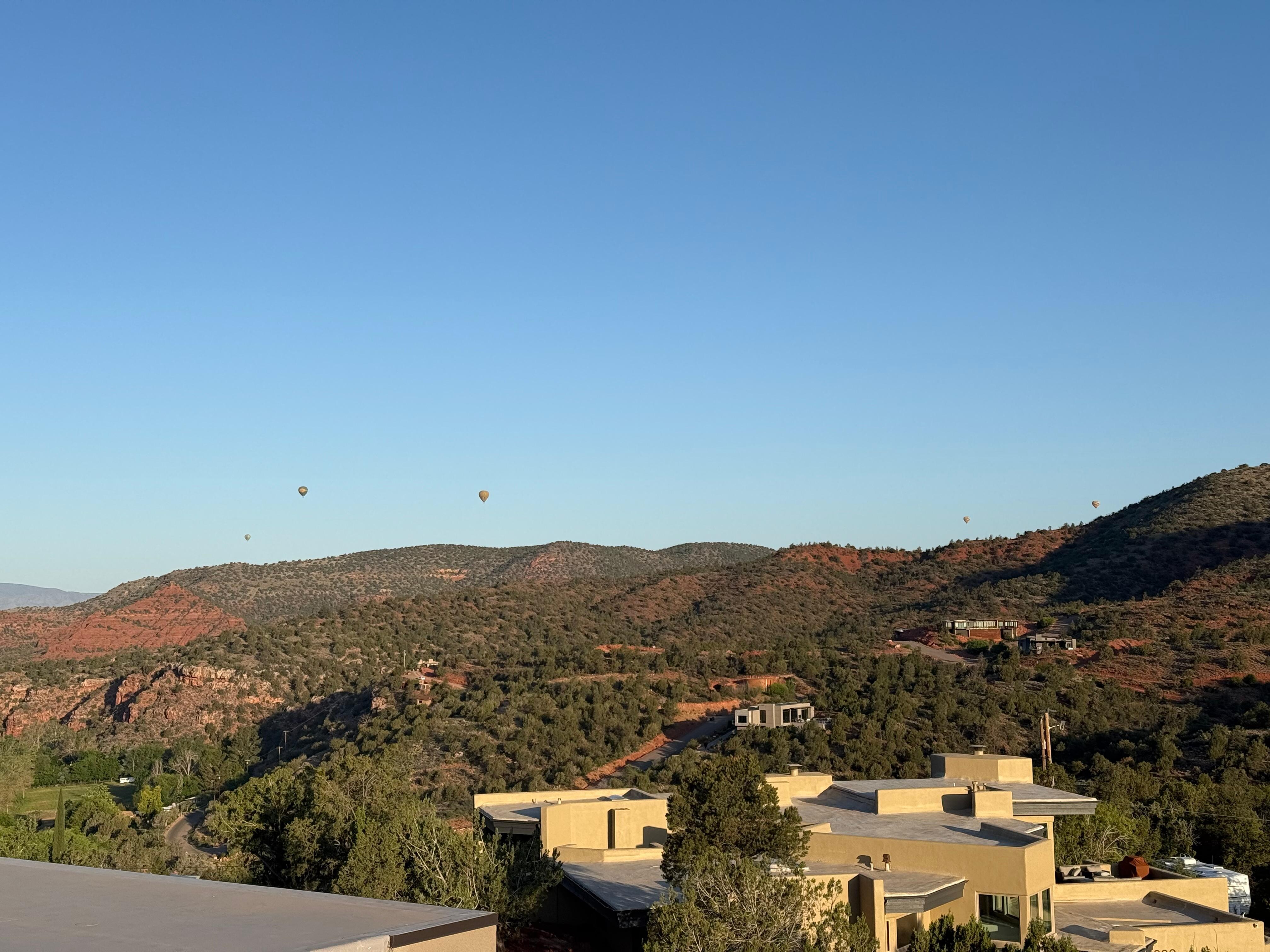 Hot air balloons in the morning. 