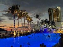 swimming pool at night