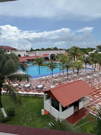 Pool view from 3rd floor (top floor) balcony.
