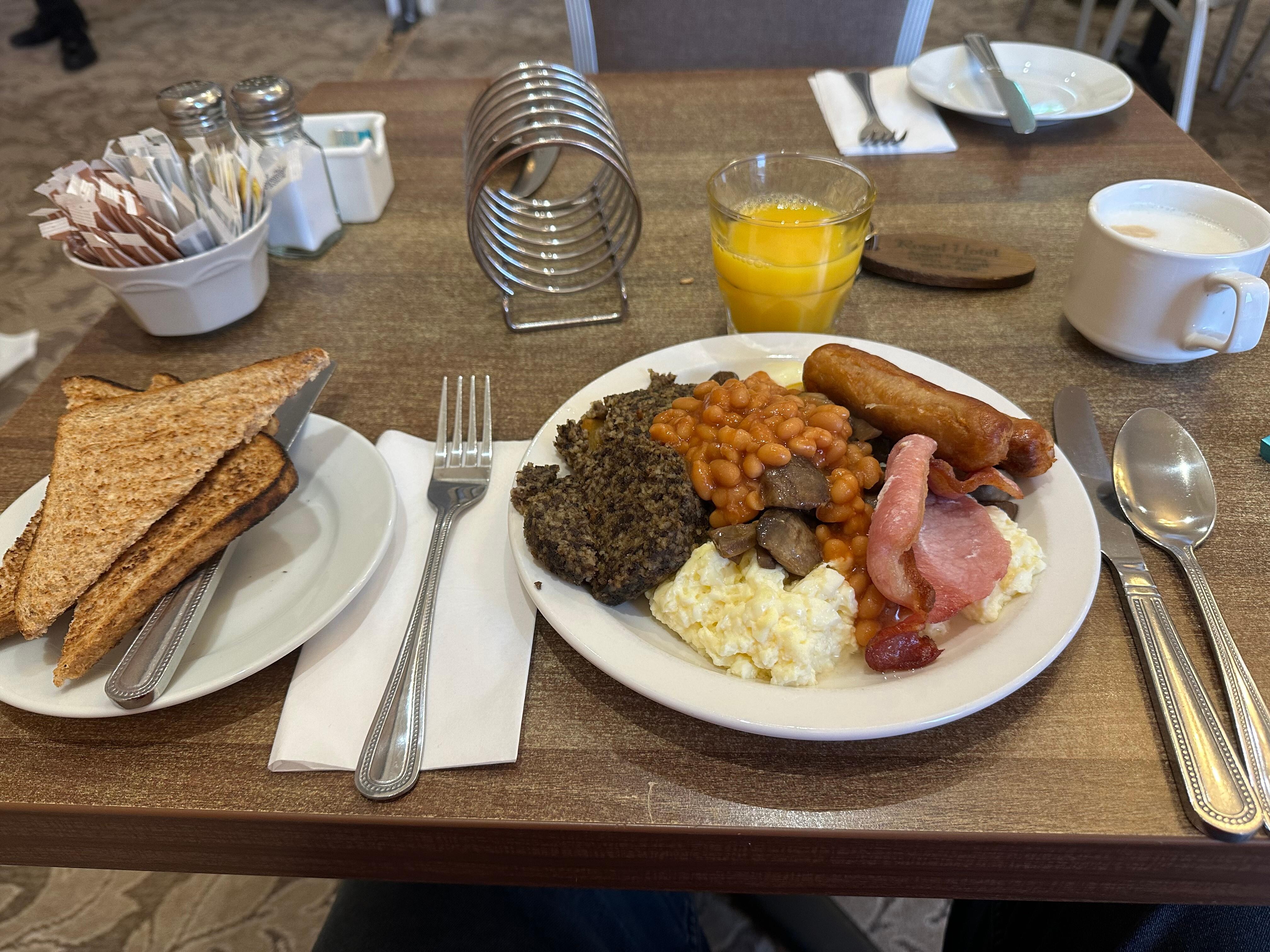 Cooked breakfast in the morning