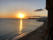 Zo mooi die zonsondergang van af het balkon