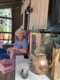 Enjoying an evening outside on the porch.