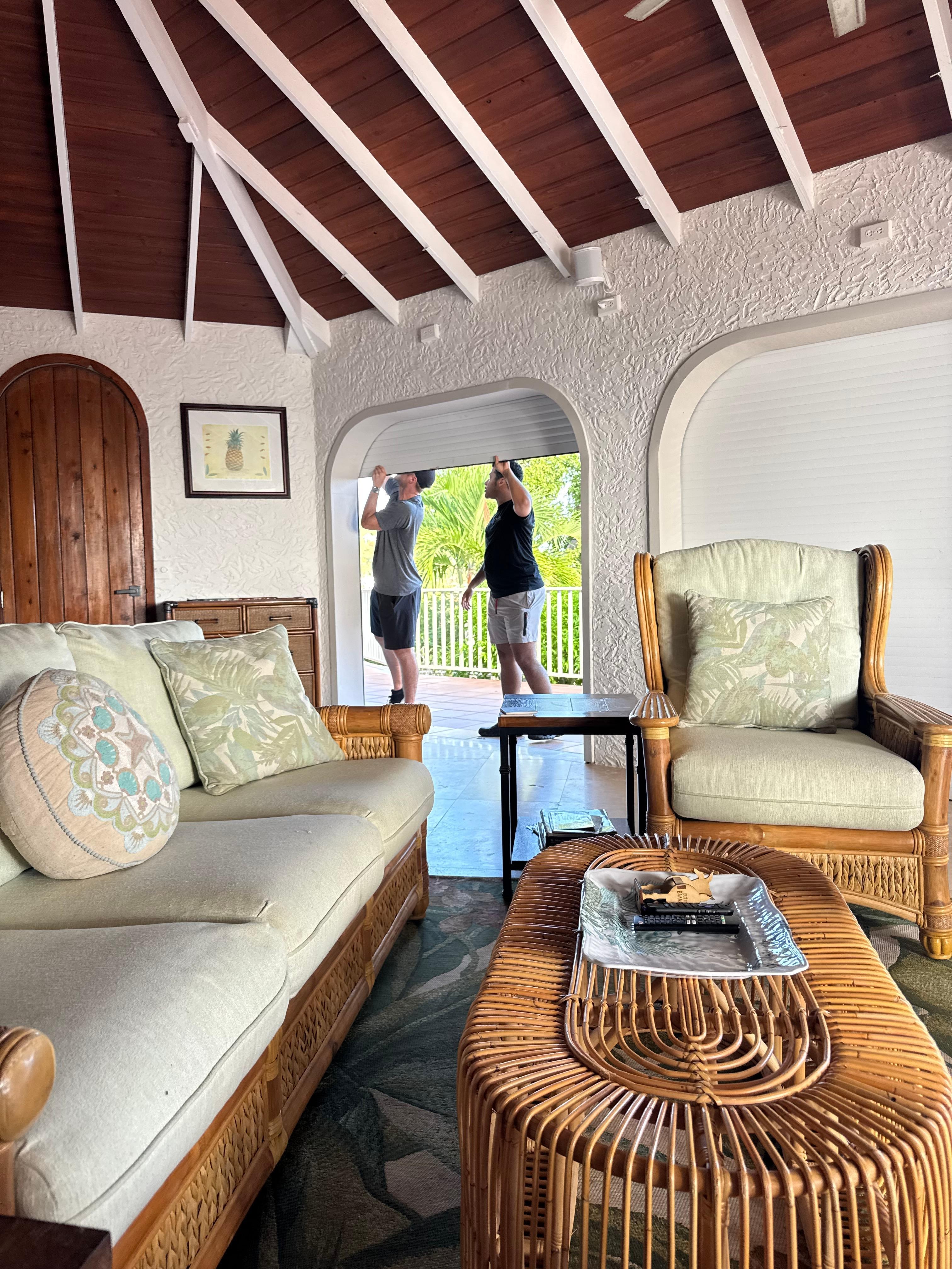 Shutter on the right wouldn’t open at all. Shutter they are working on wouldn’t go down. 