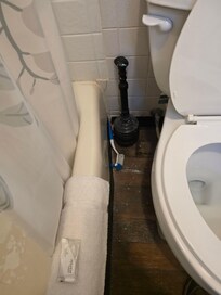 Bottle brush next to toilet