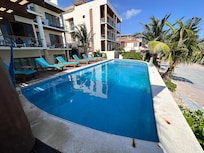 Main pool overlooks the ocean