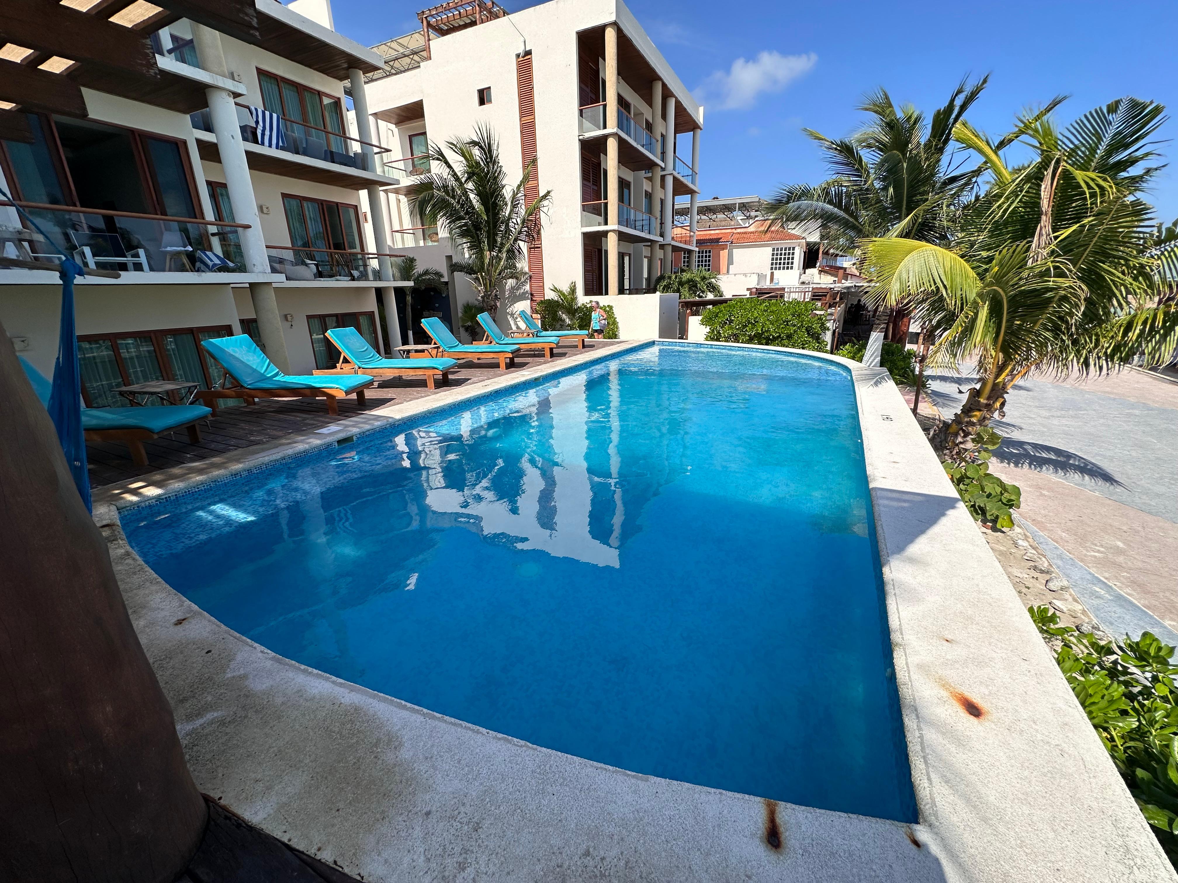 Main pool overlooks the ocean