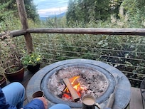 We enjoyed early morning coffee over the fire pit with a view!