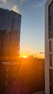 View of the sunset from the window in the living room