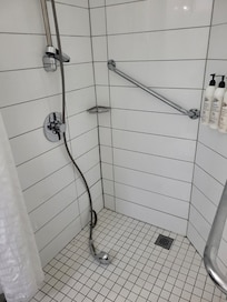 Shower stall with broken hand held unit