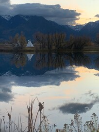 The view out the hotel patio doors