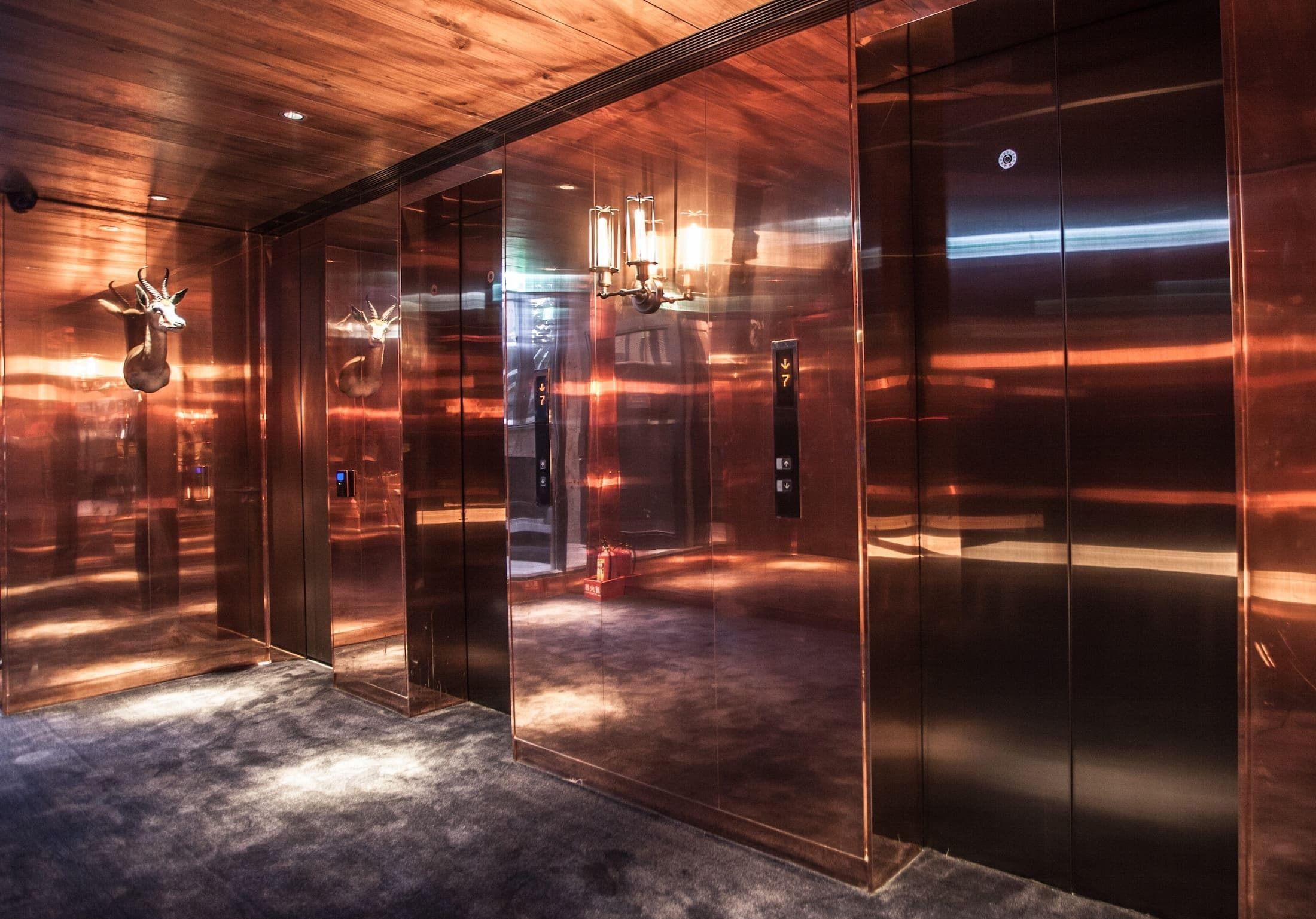 Gorgeous polished copper throughout the hotel. 