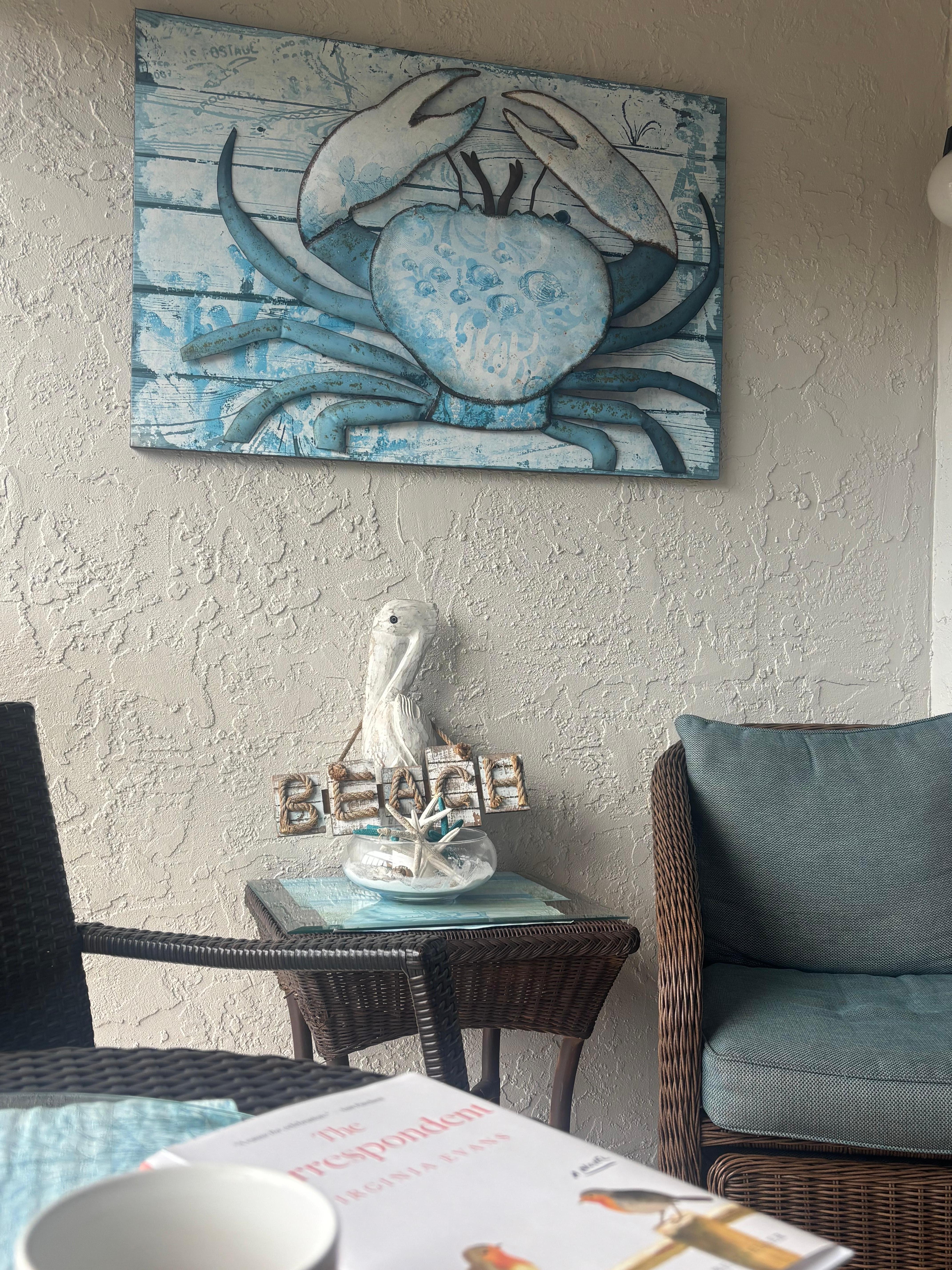 Decor is cozy & coastal