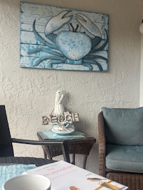 Decor is cozy & coastal