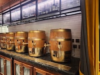 Wine barrels in restaurant.