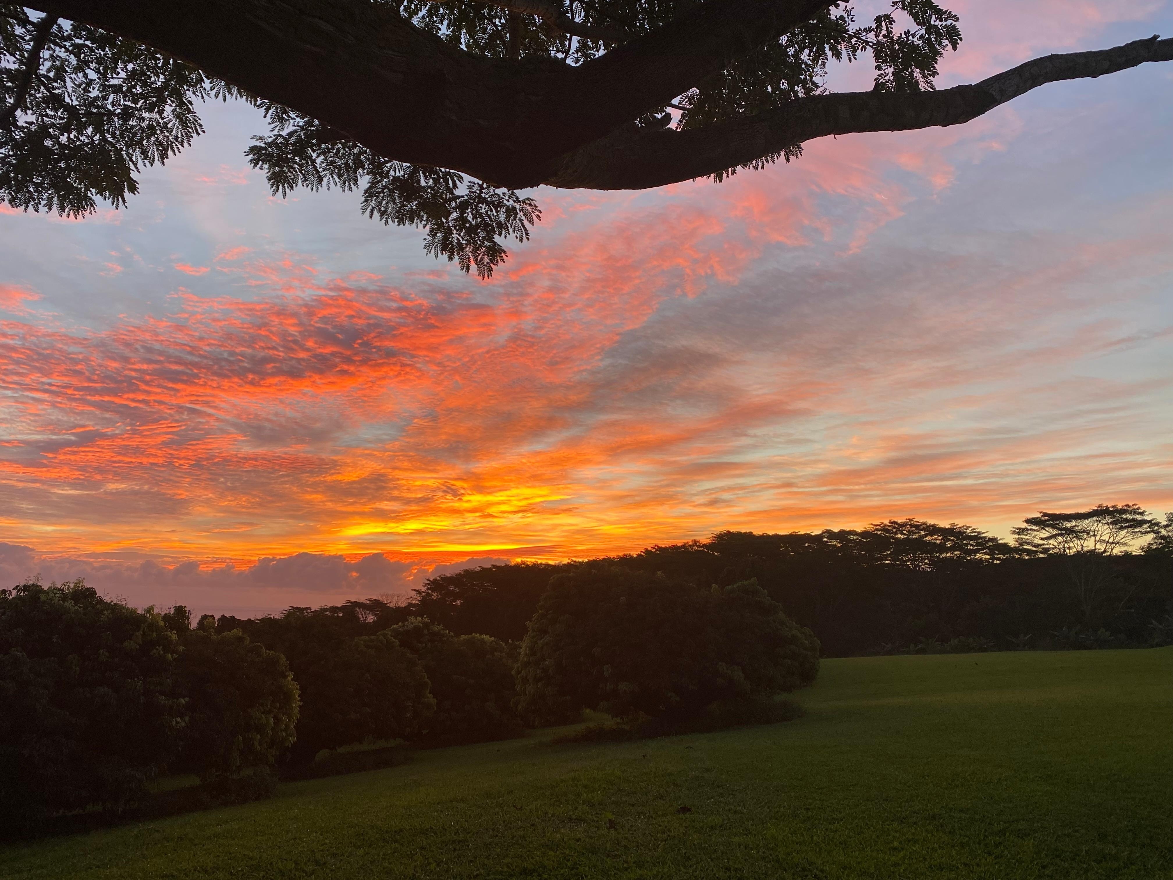 Sunrise view from outside the cottage.