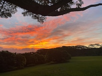 Sunrise view from outside the cottage.