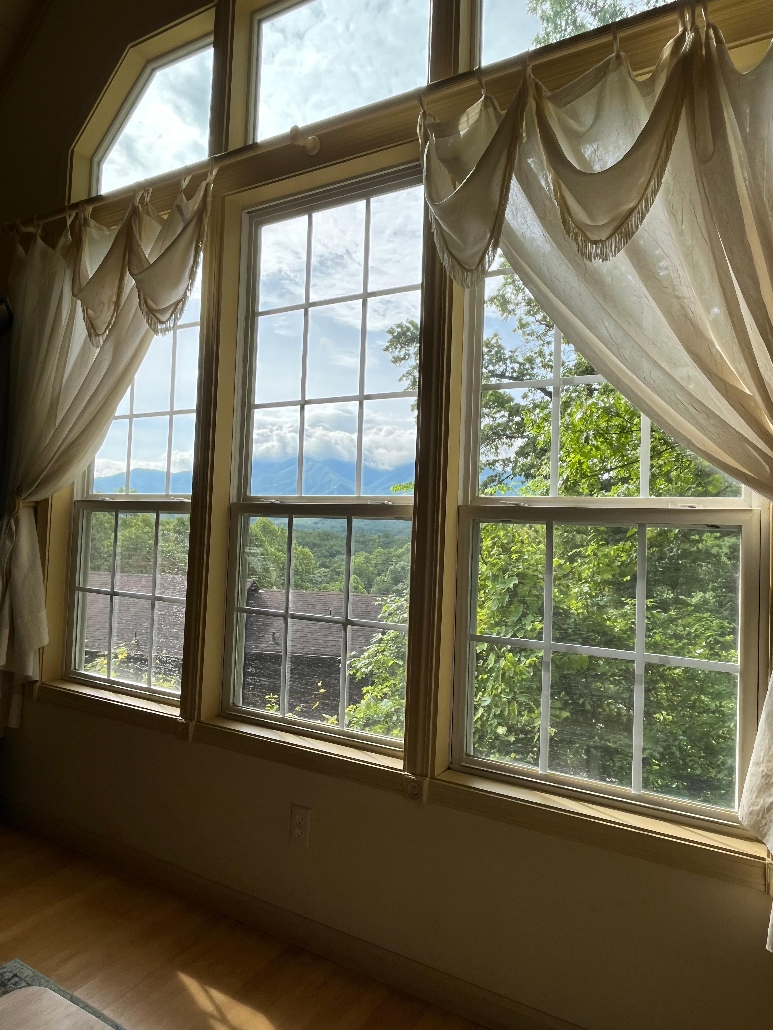 Living room view. New sofa and matching chair 