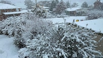 Snow falling during our stay