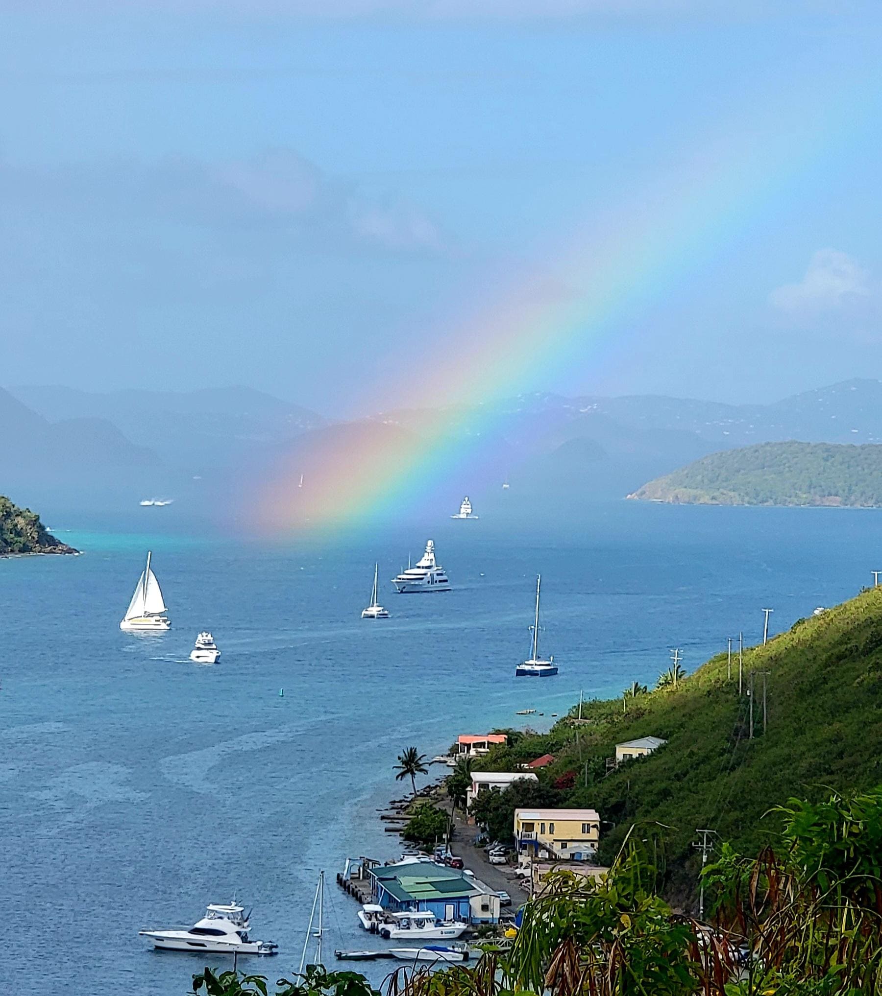 A vibrant rainbow suddenly appeared one morning while we were having coffee!
