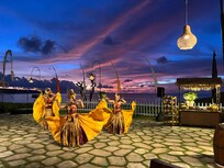 Traditional Bali dance at sunset.