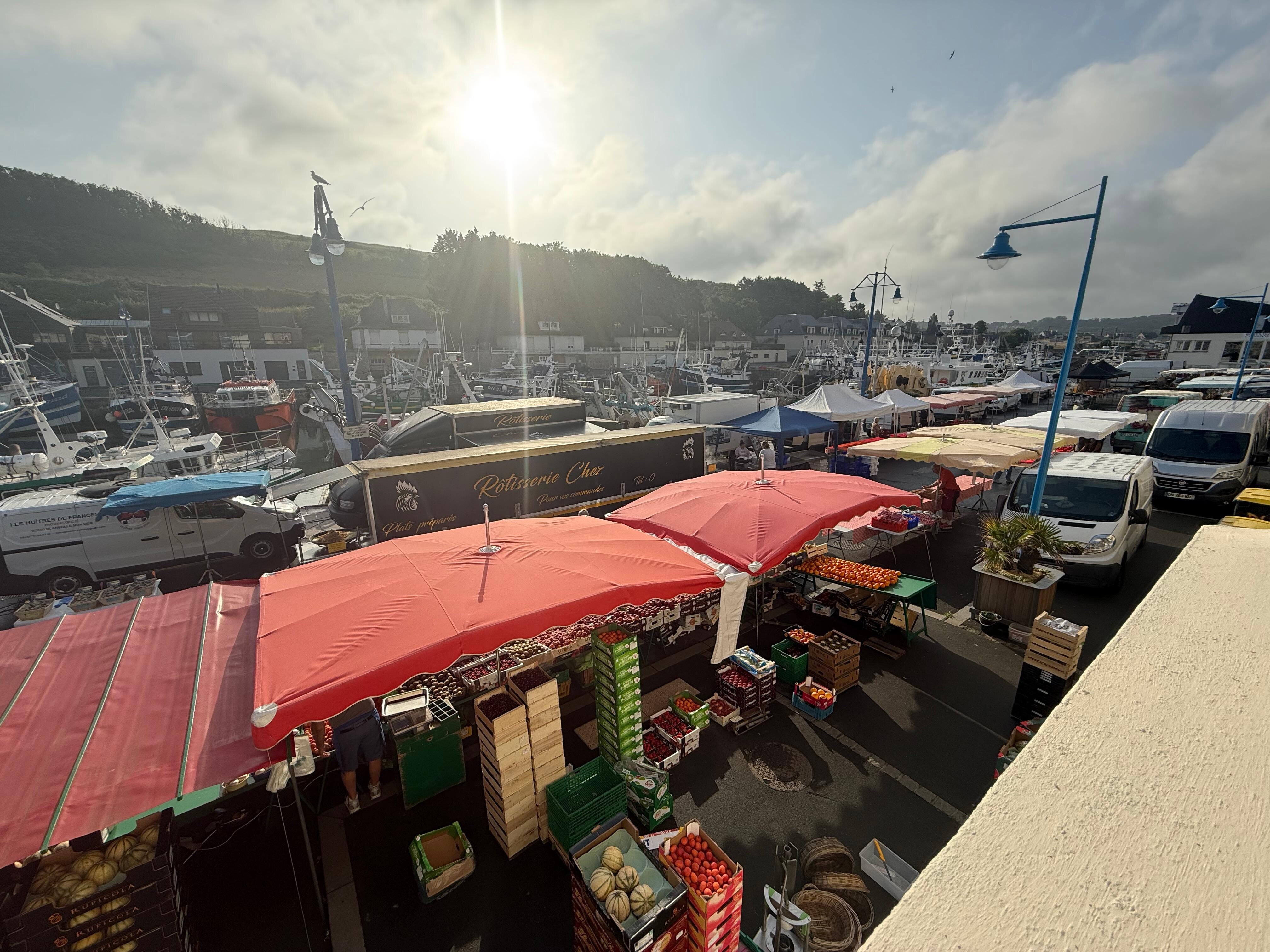 View of the Sunday market right outside. 