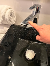 Faucet nog attached and turned