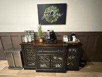 Cute coffee station and buffet.