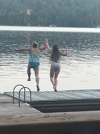 No weeds, deep off the end of the dock