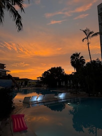 Sunset over the pool
